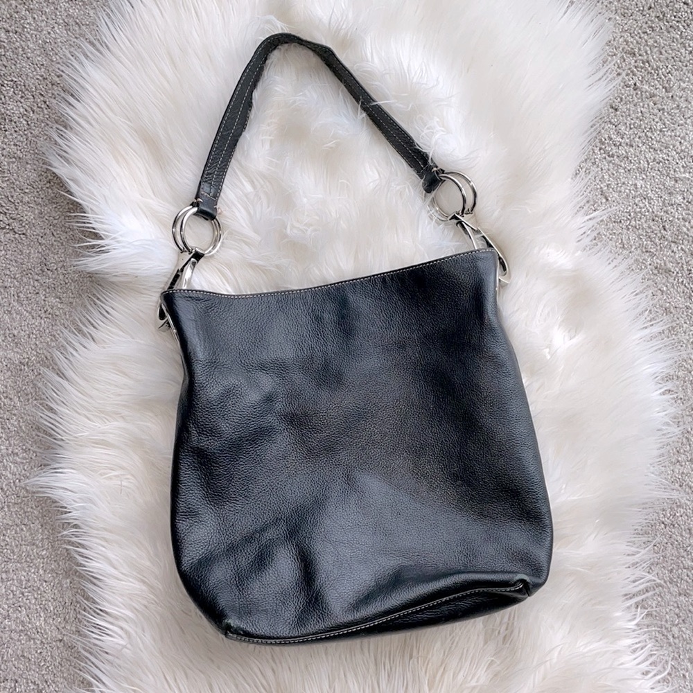 Celsius Black Leather Shoulder Bag EUC